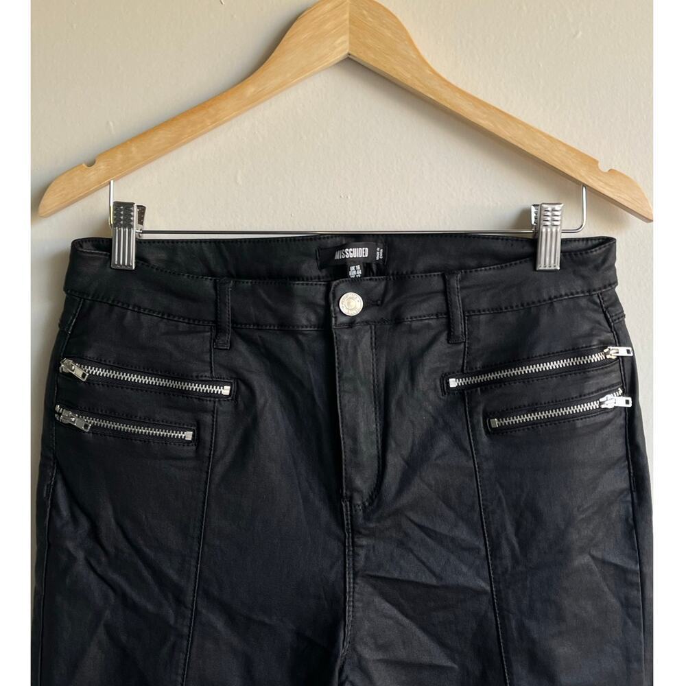 Missguided Moto coated vice skinny jeans in black with zip details size 12 $45 - Picture 7 of 12
